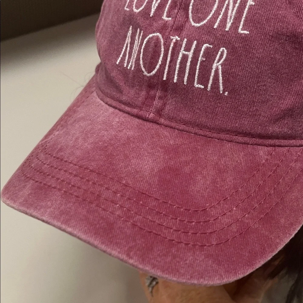 Rae Dunn Mauve 'Love One Another' Cap OS